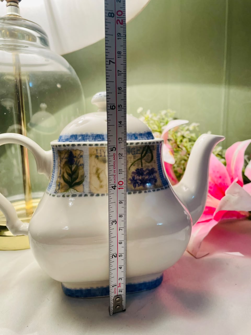 Churchill Blue Botanical Teapot with Lid, Approx. 6 in
