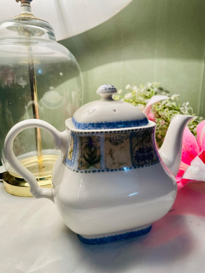 Churchill Blue Botanical Teapot with Lid, Approx. 6 in