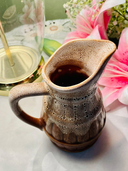Vintage Brown Speckled Ceramic Jug, Approx. 6.5 in