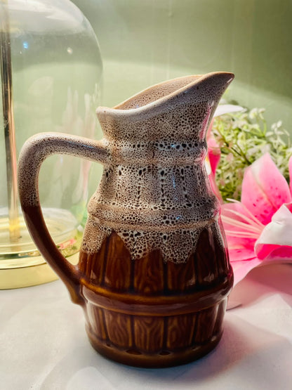 Vintage Brown Speckled Ceramic Jug, Approx. 6.5 in