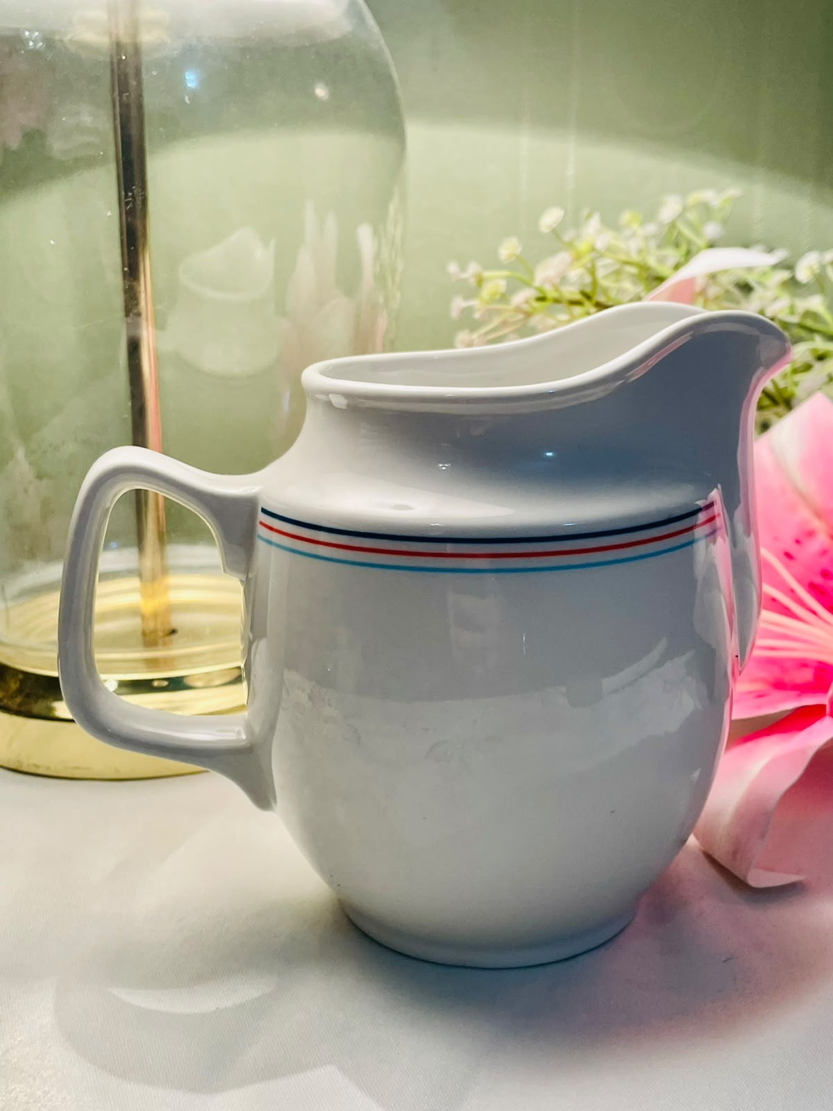 TIBA Steelite White Striped Jug, Approx. 5.5 in