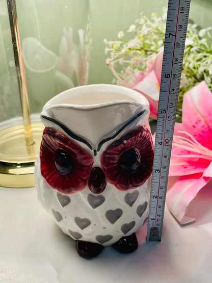 Vintage Hand Painted Owl-Shaped Ceramic Planter, Approx. 5.5 in