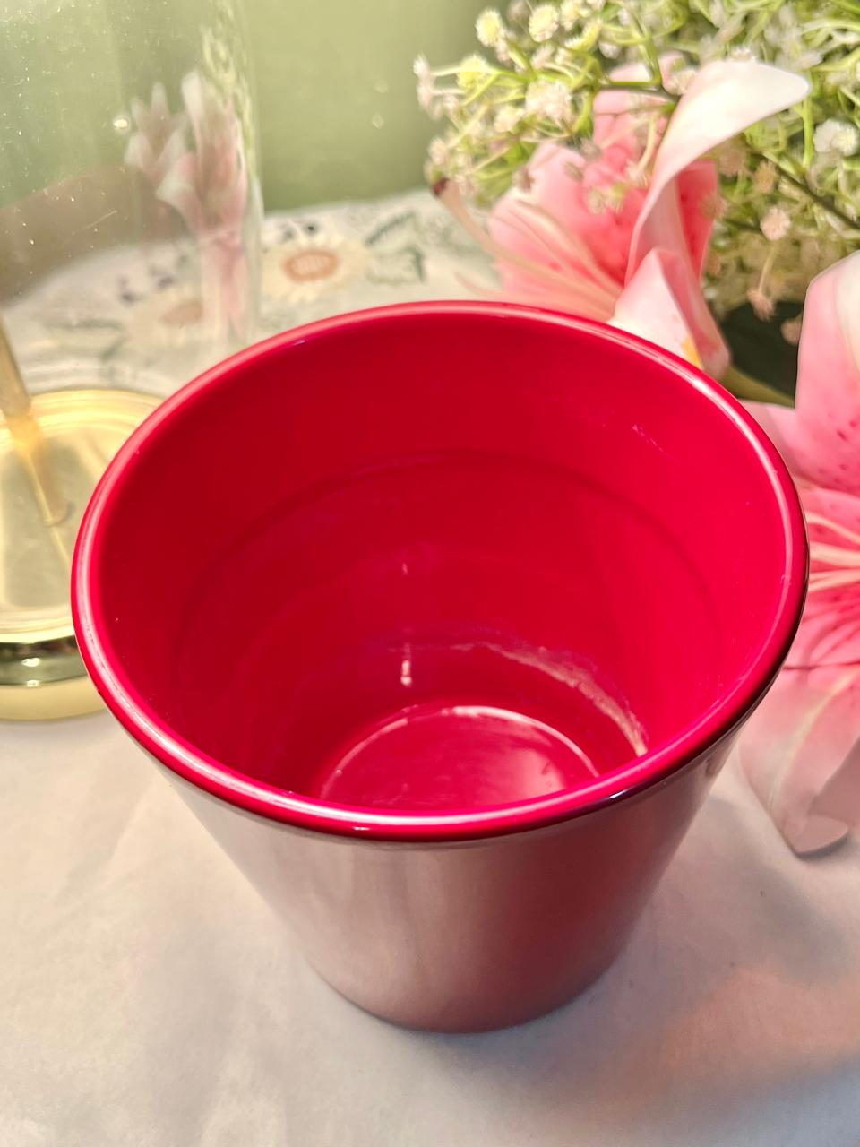 Red Glossy Planter Pot 6 Inch