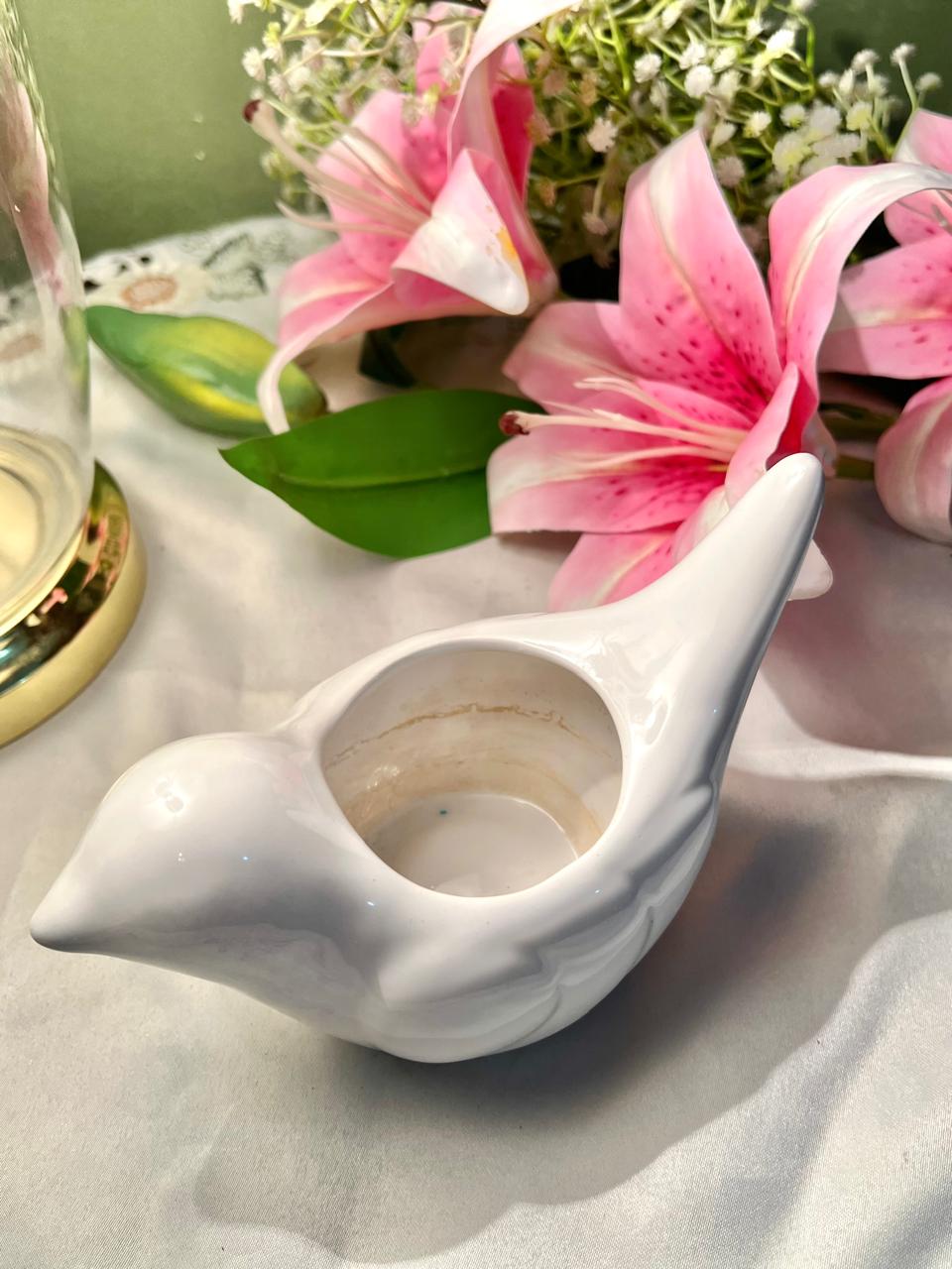 White Bird-Shaped Ceramic Planter 5 Inch