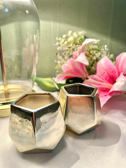 Silver-Tone Geometric Decorative Planter Holders 2-Piece Set