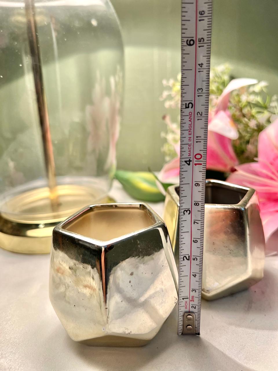 Silver-Tone Geometric Decorative Planter Holders 2-Piece Set