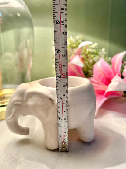 White Elephant-Shaped Ceramic Planter 3.5 Inch