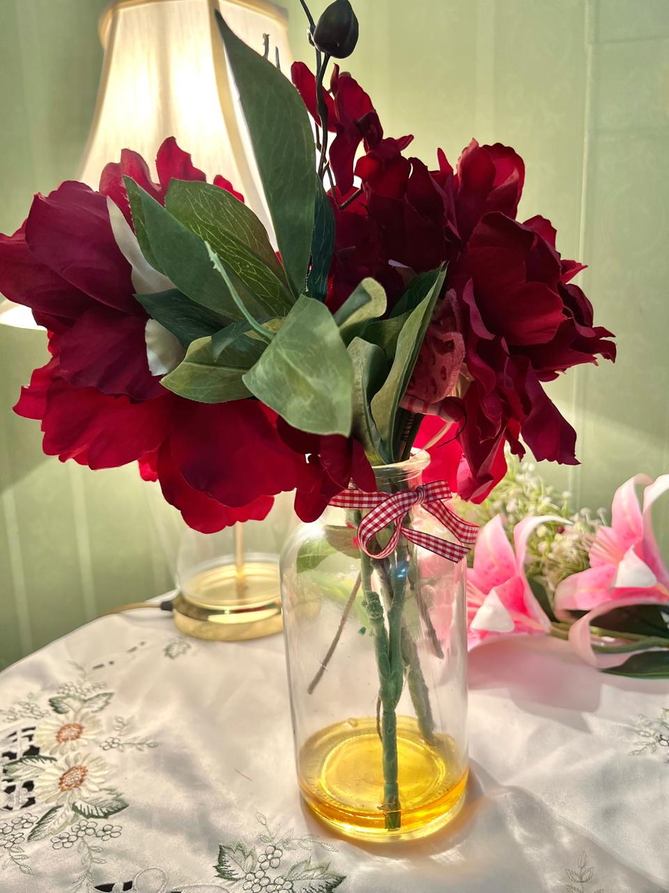 Vintage Amber Crystal Bottle Vase 20 cm