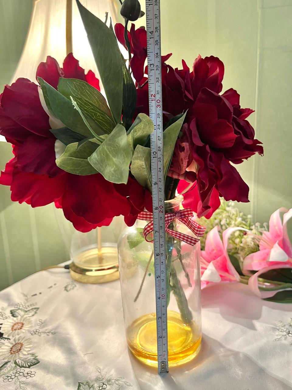 Vintage Amber Crystal Bottle Vase 20 cm