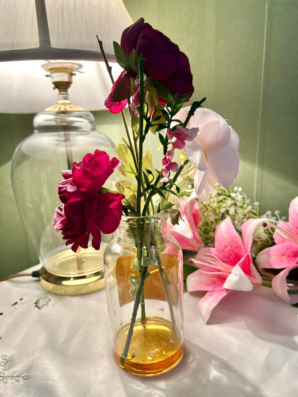 Vintage Amber Crystal Bottle Vase 17 cm