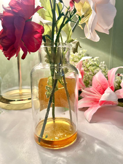 Vintage Amber Crystal Bottle Vase 17 cm
