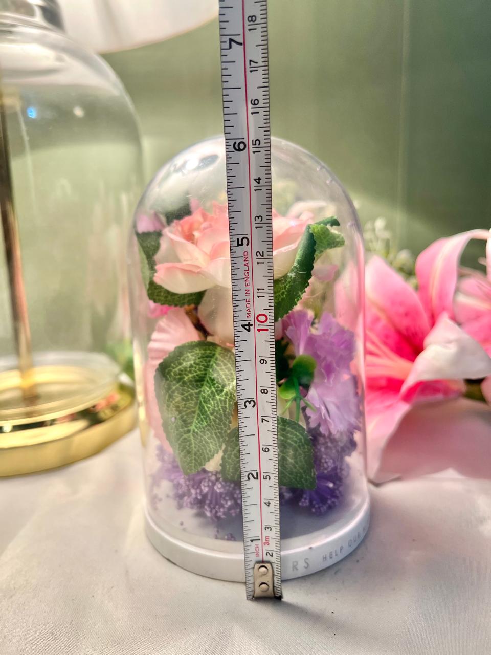 Vintage Floral Crystal Cloche Pink & Purple 15 cm