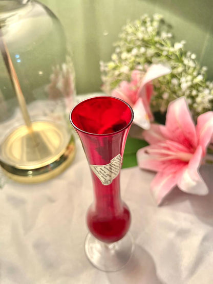 Vintage Ruby Red Stemmed Bud Vase, Approx. 8 in