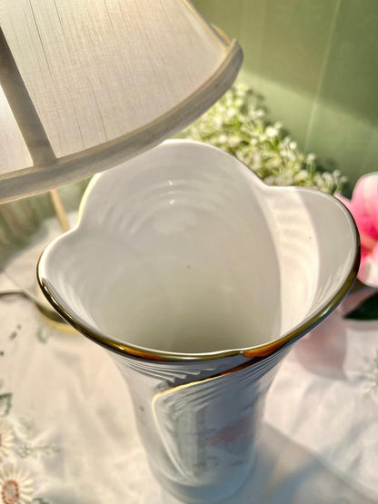Romanian Floral Pedestal Vase, Approx. 11 in