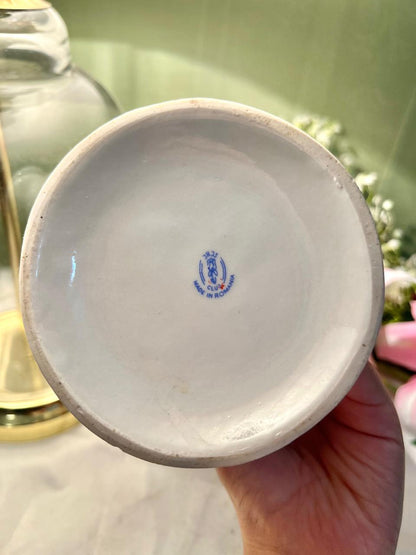 Romanian Floral Pedestal Vase, Approx. 11 in