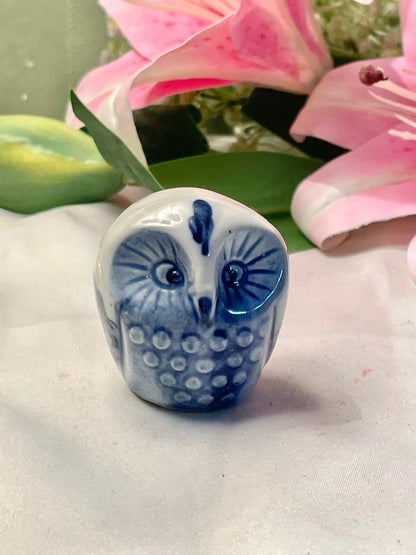 Blue & White Owl Figurine – 2 Inch