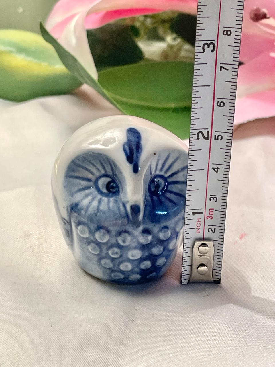 Blue & White Owl Figurine – 2 Inch