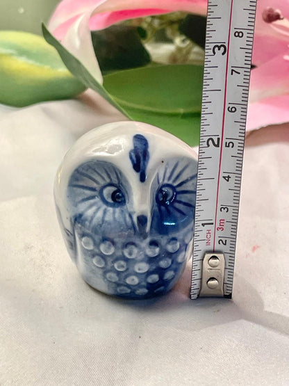 Blue & White Owl Figurine – 2 Inch
