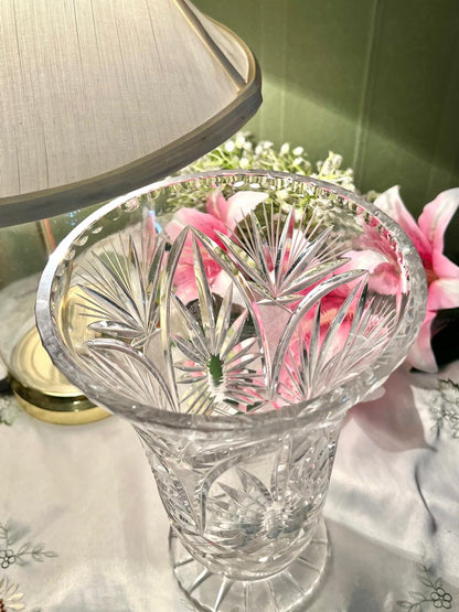 Tall Clear Cut Crystal Flared Vase – 10 Inch