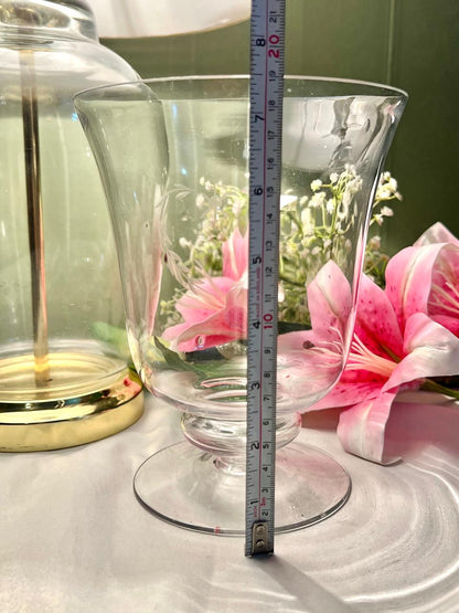 Etched Tall Clear Crystal Footed Vase – 7.5 Inch
