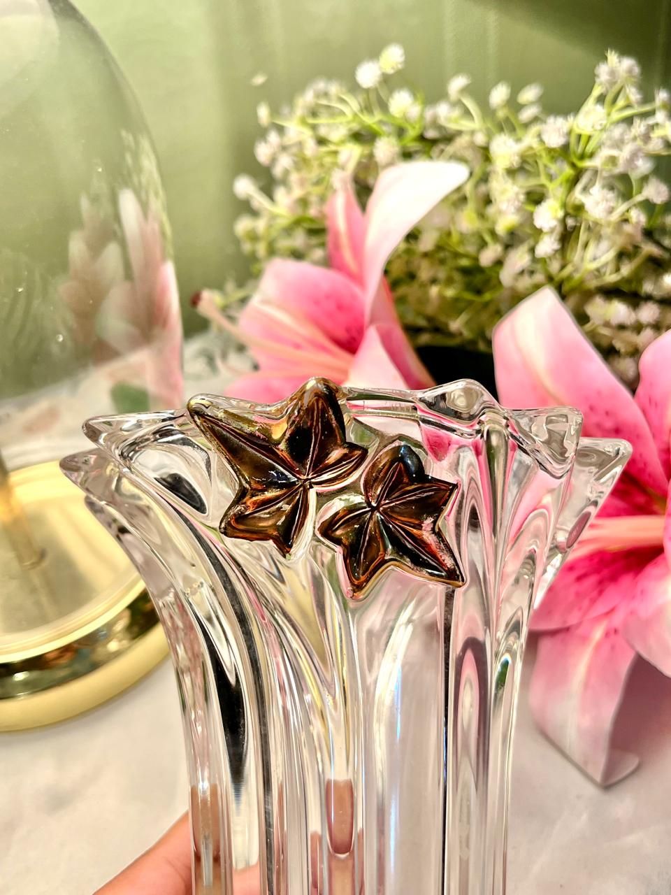 Clear Crystal Star Accent Vase – 6 Inch