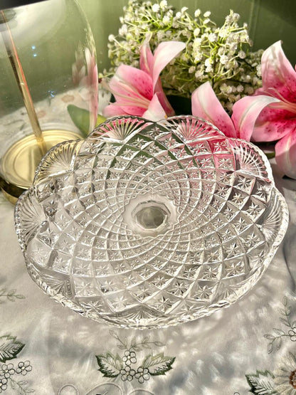 Clear Crystal Footed Serving Platter / Cake Stand – 8.5 Inch