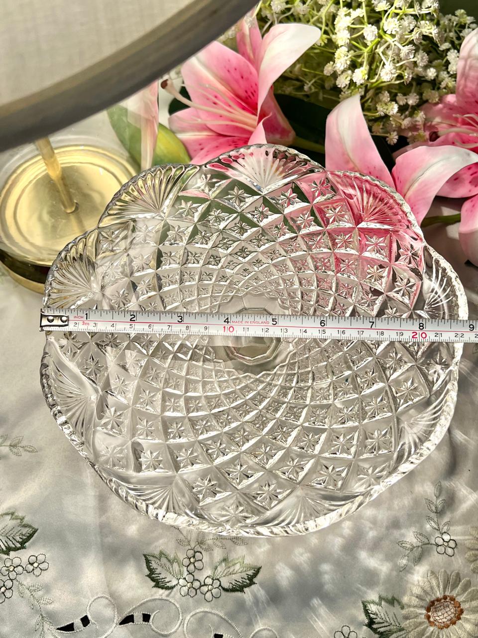 Clear Crystal Footed Serving Platter / Cake Stand – 8.5 Inch