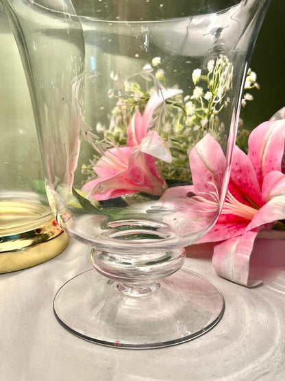 Etched Tall Clear Crystal Footed Vase – 7.5 Inch