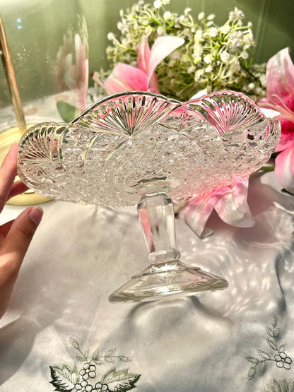 Clear Crystal Footed Serving Platter / Cake Stand – 8.5 Inch