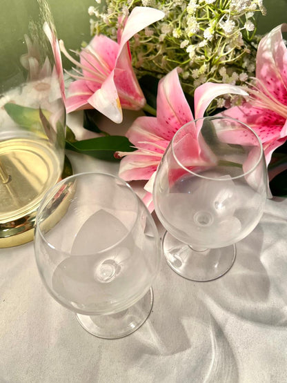 Clear Crystal Frosted Balloon Goblets – Set of 2, 5 Inch