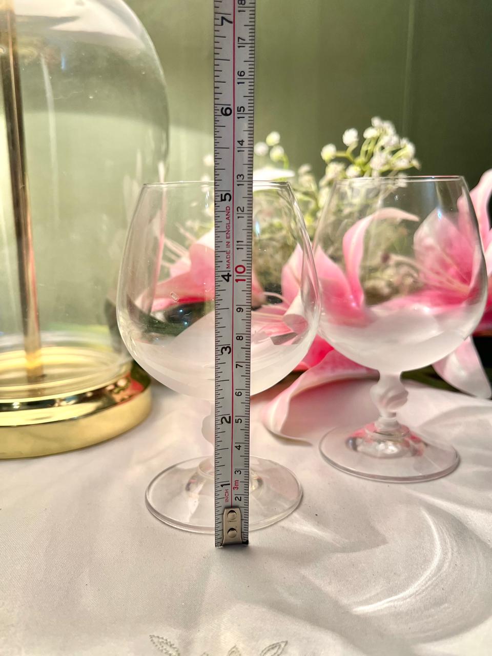 Clear Crystal Frosted Balloon Goblets – Set of 2, 5 Inch