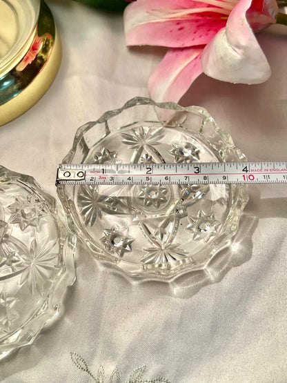 Vintage Clear Crystal Trinket Box with Lid – 4 Inch