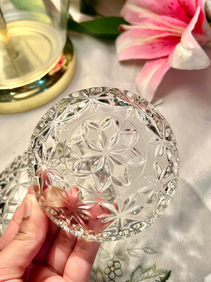 Vintage Star Clear Crystal Trinket Box with Lid – 4 Inch