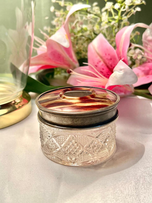 Vintage Clear Crystal Jar with Decorative Lid – 3 Inch
