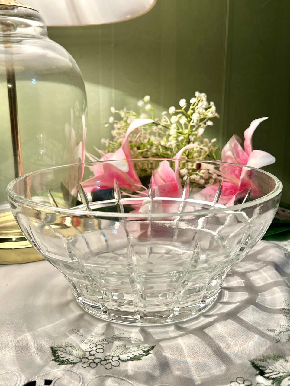 Vintage Clear Crystal Large Serving Bowl – 9 Inch