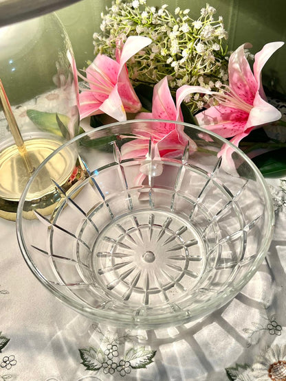 Vintage Clear Crystal Large Serving Bowl – 9 Inch