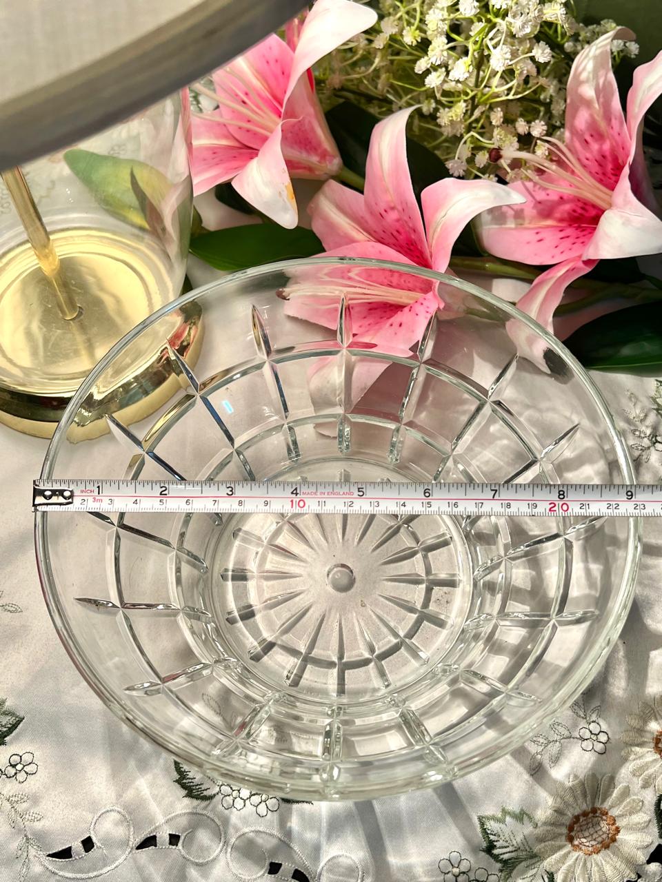 Vintage Clear Crystal Large Serving Bowl – 9 Inch
