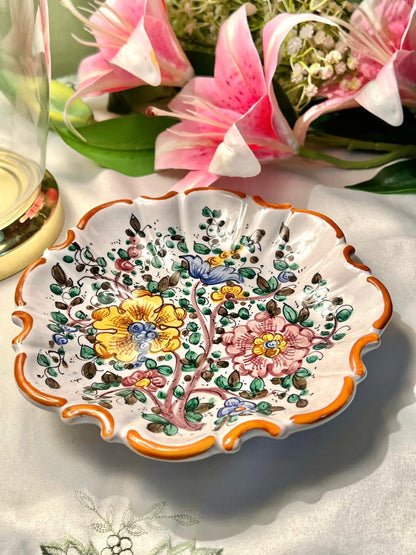 Deruta Italy Hand-Painted Floral Scalloped Bowl, Approx. 7 in
