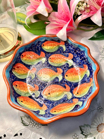 Portugal Hand-Painted Fish Ceramic large Bowl, Approx. 9 in