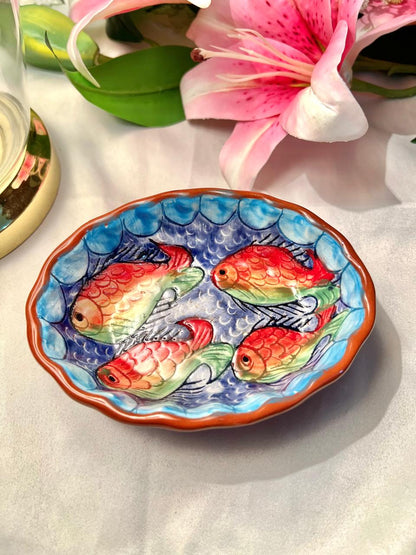 Portugal Hand-Painted Fish Ceramic Dish, Approx. 6.5 in