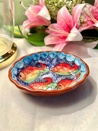 Portugal Hand-Painted Fish Ceramic Dish, Approx. 6.5 in