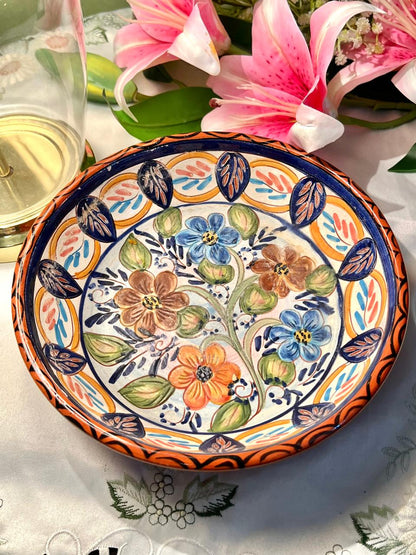 Camilla Lopes São Pedro do Corval Portugal Hand-Painted Large Floral Bowl, Approx. 9 in