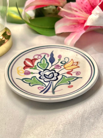 Poole England Hand-Painted Floral Ceramic decor Plate, Approx. 5 in
