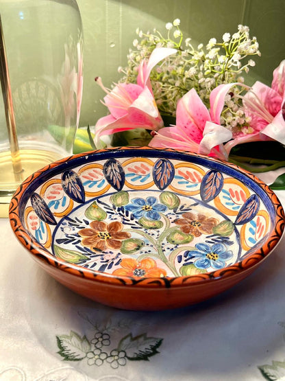 Camilla Lopes São Pedro do Corval Portugal Hand-Painted Large Floral Bowl, Approx. 9 in