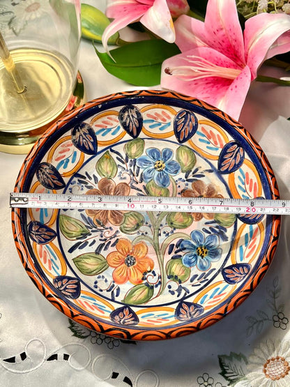 Camilla Lopes São Pedro do Corval Portugal Hand-Painted Large Floral Bowl, Approx. 9 in