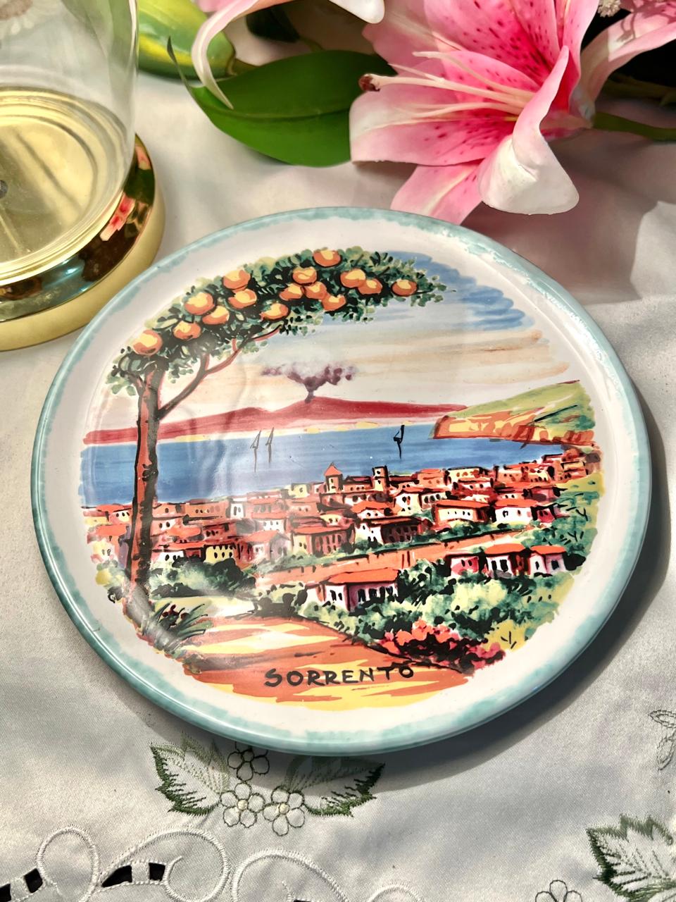 Hand Painted Pisapia Sorrento Italy Ceramic Scenic Wall Plate, Approx. 8 in