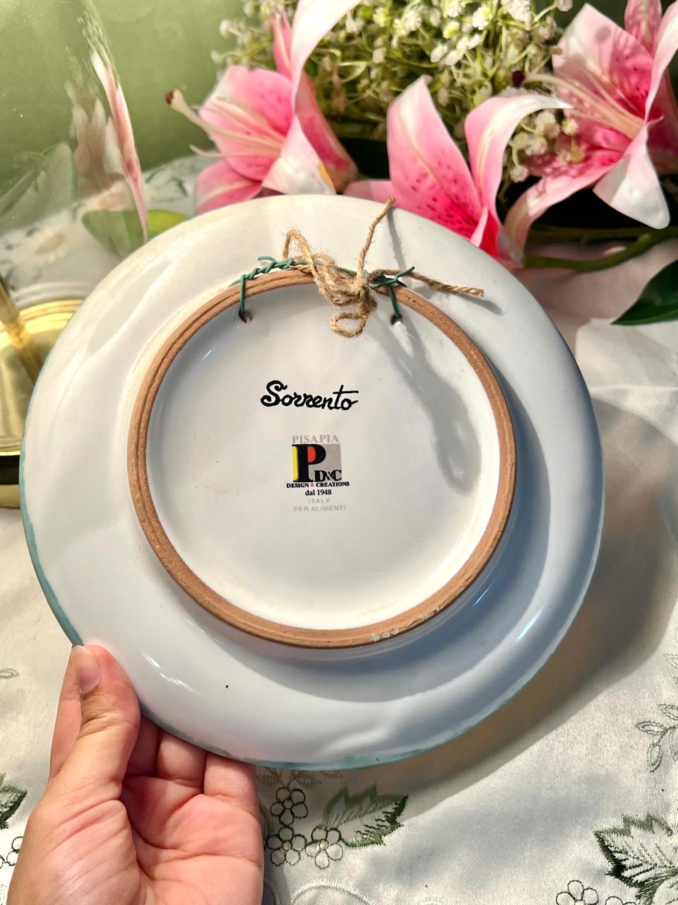 Hand Painted Pisapia Sorrento Italy Ceramic Scenic Wall Plate, Approx. 8 in
