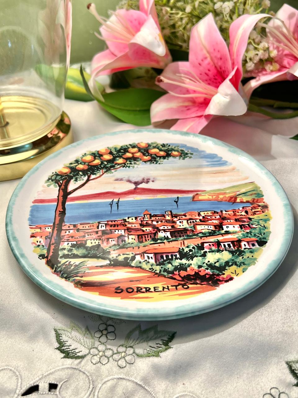 Hand Painted Pisapia Sorrento Italy Ceramic Scenic Wall Plate, Approx. 8 in