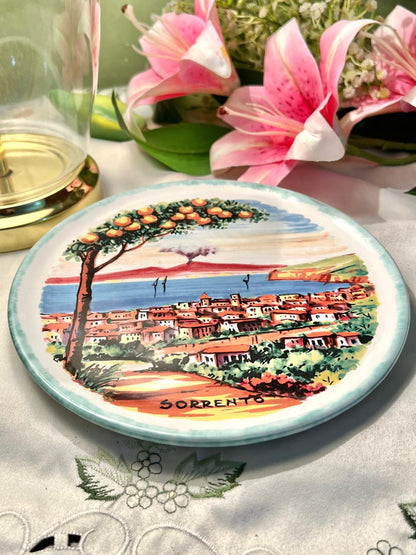 Hand Painted Pisapia Sorrento Italy Ceramic Scenic Wall Plate, Approx. 8 in