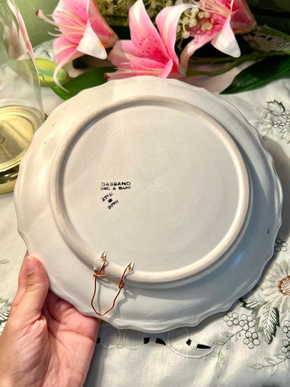 Bassano Italy Hand-Painted Floral Ceramic Wall Plate, Approx. 10 in